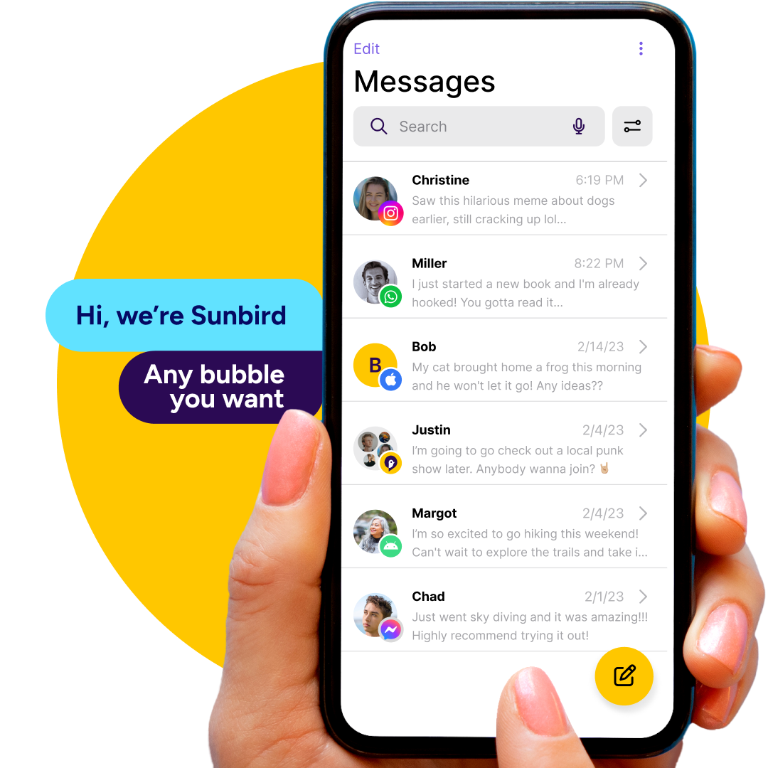 Sunbird Messaging Chat With Any Bubble You Want